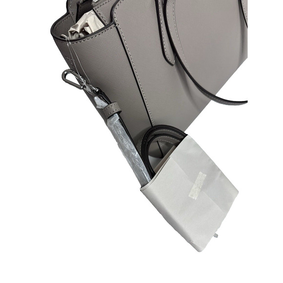 NWT! TORY BURCH EMERSON SMALL TOP ZIP LEATHER TOTE SHOULDER BAG GRAY HERON - Picture 5 of 11